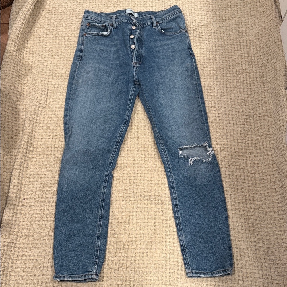 Agolde WOMENS 28 Blue Ripped Skinny Jeans
